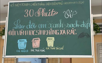 Đội viên học sinh không xả rác.