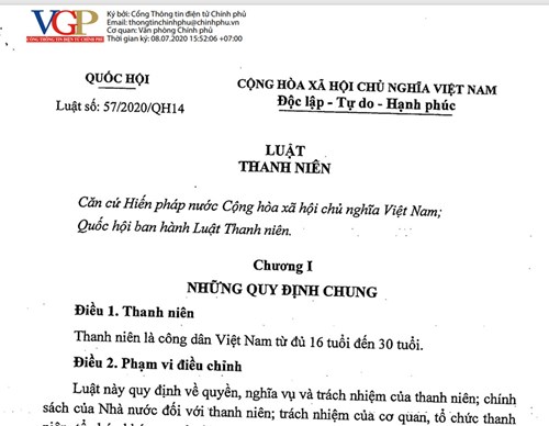 Luật Thanh niên số 57/2020/QH14