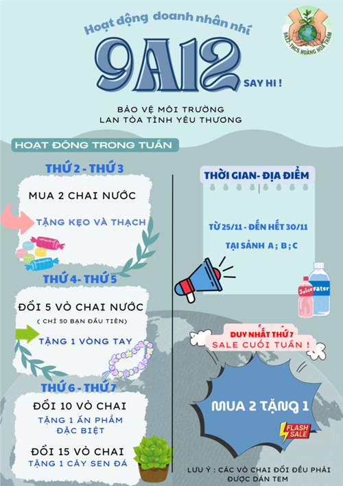 Hoạt động Doanh nhân nhí lớp 9A12  Bảo vệ môi trường loan tỏa tình yêu thương 