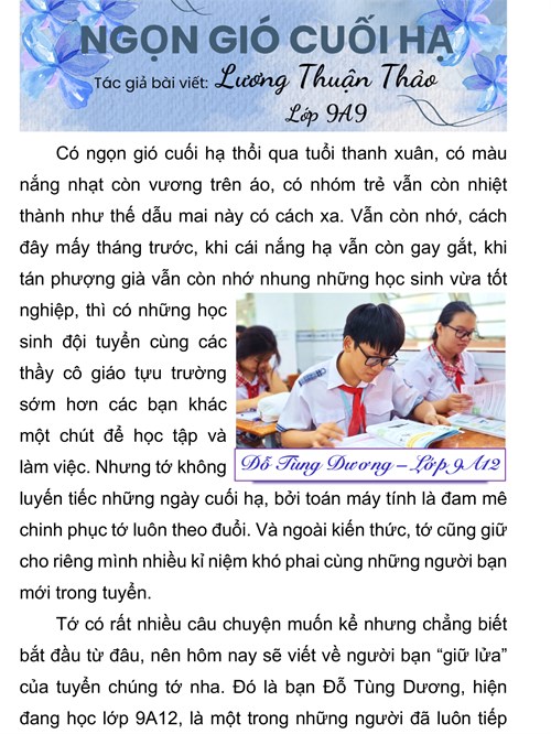 Ngọn gió cuối hạ - Tác giả Lương Thuận Thảo lớp 9A9