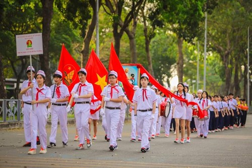Trường THCS Hùng Vương đã tham gia hội thi Nghi thức đội cấp Quận.