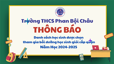 Thông báo Danh sách học sinh được chọn tham gia bồi dưỡng học sinh giỏi cấp quận,
Năm Học 2024-2025