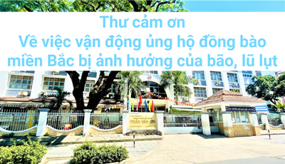 Thư cảm ơn Về việc vận động ủng hộ đồng bào miền Bắc bị ảnh hưởng của bão, lũ lụt