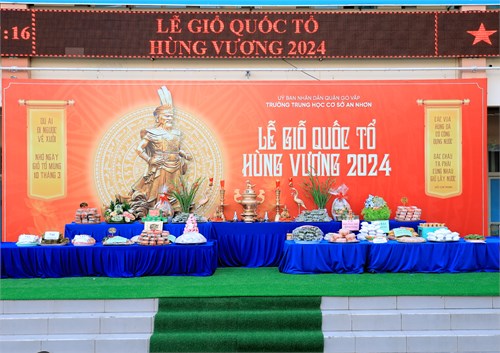 Sáng thứ 2 ngày 15/4/2024, trường THCS An Nhơbn tổ chức Lễ Giỗ tổ Hùng Vương (Mùng 10/3 Âm lịch).