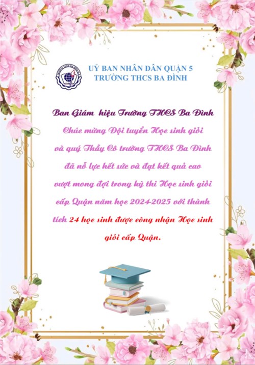 Tuyên dương Đội tuyển Học sinh giỏi cấp Quận - NH 2024-2025