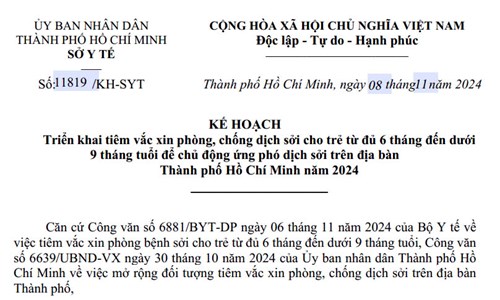 Triển khai tiêm vắc xin phòng, chống dịch sởi cho trẻ từ đủ 6 tháng đến dưới 9 tháng tuổi