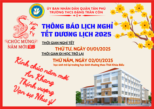 THÔNG BÁO: Lịch nghỉ Tết Dương lịch 2025