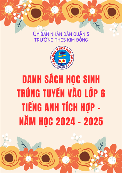 Thông báo: Danh sách lớp 6 Chương trình Tích hợp năm học 2024 - 2025