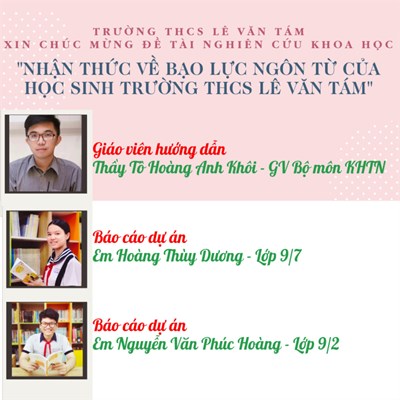 Đề tài NCKH  NHẬN THỨC VỀ BẠO LỰC NGÔN TỪ CỦA HỌC SINH TRƯỜNG THCS LÊ VĂN TÁM 