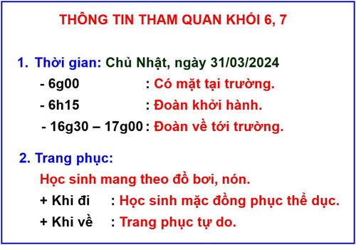 Danh sách học sinh tham gia học tập trải nghiệm khối 6, 7 - Năm học 2023-2024 (Lần 2)