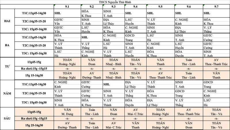 Thời khoá biểu số 11 Năm học 2023 - 2024