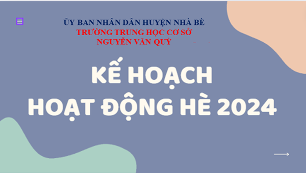 Kế hoạch tổ chức hoạt động hè 2024