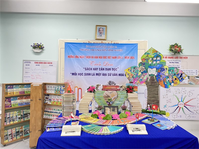 Trường THCS Nguyễn Vĩnh Nghiệp: Hưởng ứng Ngày Sách và Văn hoá đọc Việt Nam lần 3 năm 2024 với Chủ đề  SÁCH HAY CẦN BẠN ĐỌC  -  MỖI HỌC SINH LÀ MỘT ĐẠI SỨ VĂN HOÁ ĐỌC 