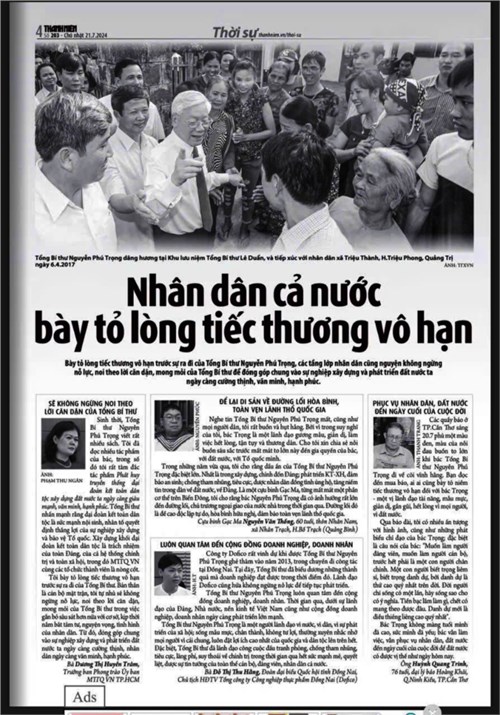 Tổng bí thư nguyễn phú trọng: trọn một đời vì đảng,  vì dân