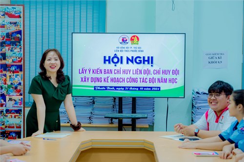 Hoạt động lấy ý kiến trẻ em trong các quyết định có liên quan đến trẻ em trong Nhà trường. Hội nghị lấy ý kiến Ban Chỉ huy Liên đội, Chỉ huy đội xây dựng kế hoạch Công tác Đội năm học 2024 - 2025