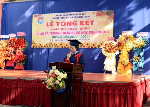 Ngày 27/5/2024, Trường THCS Quang Trung tổ chức lễ Tổng kết năm học 2023 - 2024. Tri ân và trưởng thành cho học sinh khối 9 niên khóa 2020 - 2024
