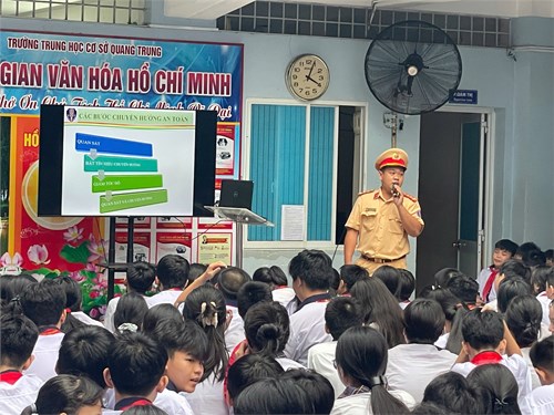 THÔNG BÁO: V/v thực hiện bảo đảm trật tự an toàn giao thông cho học sinh năm học 2024 - 2025 của trường THCS Quang Trung