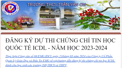 202/TB-TVO THÔNG BÁO V/v thu phí thi chứng chỉ Tin học Quốc tế ICDL Năm học 2023-2024