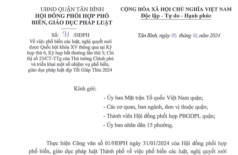 Về việc phổ biến Luật, Nghị quyết mới
