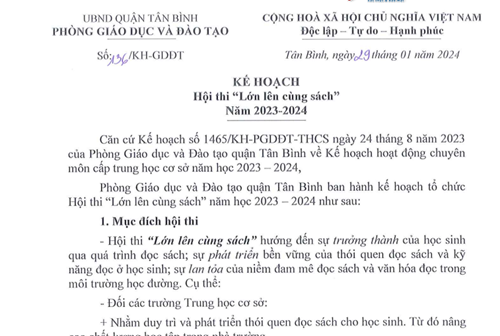 Kế hoạch Hội thi  Lớn lên cùng sách 