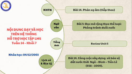 Các bài học trực tuyến trên LMS Tuần 14