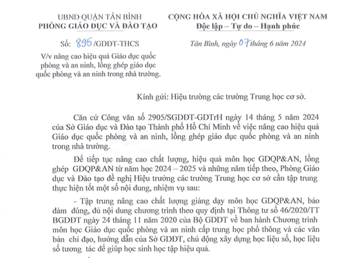 Về nâng cao hiệu quả giáo dục quốc phòng và an ninh, lồng ghép giáo dục quốc phòng trong nhà trường