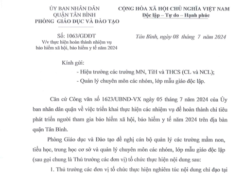 Về việc thực hiện hoàn thành nhiệm vụ Bảo hiểm xã hội, Bảo hiểm y tế năm 2024