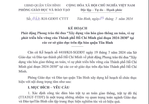 Kế hoạch phát động phong trào thi đua Xây dựng văn hóa giao thông an toàn