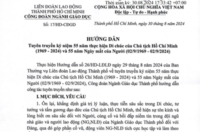 Về hướng dẫn tuyên truyền kỉ niệm 55 năm thực hiện Di chúc của Chủ tịch Hồ Chí Minh