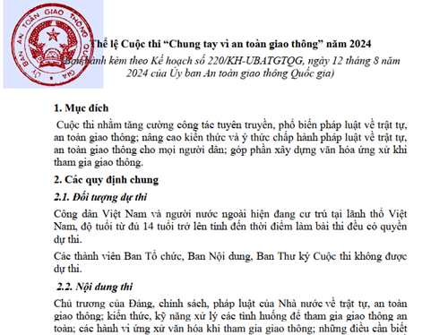 Về phát động cuộc thi  Chung tay vì an toàn giao thông  năm 2024