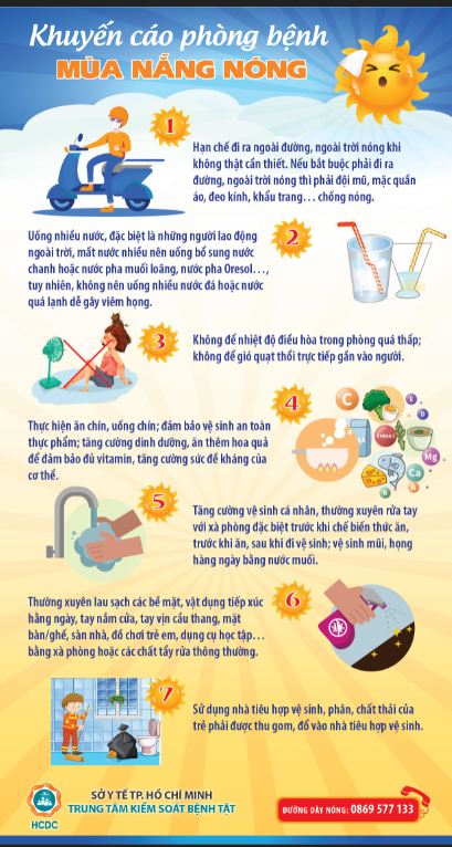 Khuyến cáo phòng bệnh mùa nóng (Nguồn  HCDC)