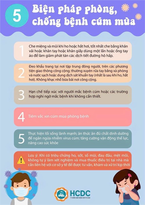 5 biện pháp phòng, chống bệnh cúm mùa