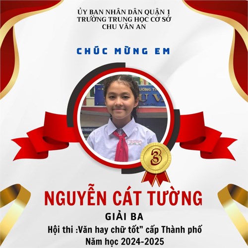 Giải Ba-Hội thi  Văn hay chữ tốt  cấp Thành phố năm học 2024-2025
