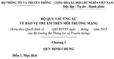 Bộ Quy tắc ứng xử về bảo vệ trẻ em trên môi trường mạng