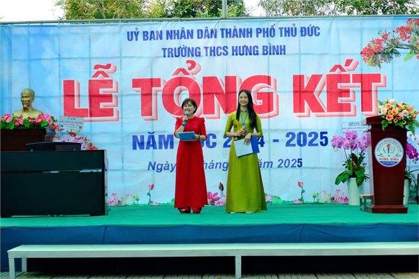 Ngày 28/05/2025, trường THCS Hưng Bình tổ chức Lễ Tổng Kết năm học 2024-2025