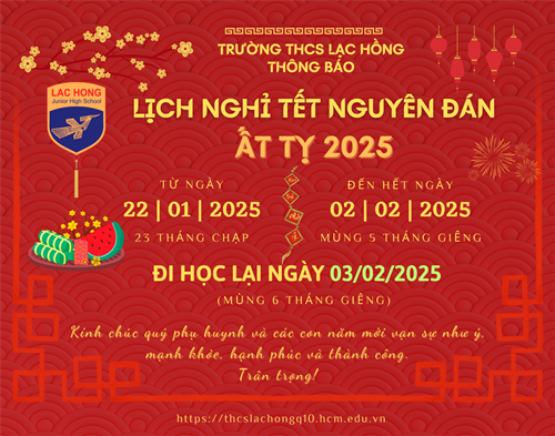 Thông báo lịch nghỉ Tết nguyên đán Ất Tỵ 2025