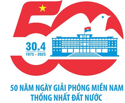 Sử dụng mẫu biểu trưng tuyên truyền Kỷ niệm 50 năm Ngày Giải phóng miền Nam thống nhất đất nước