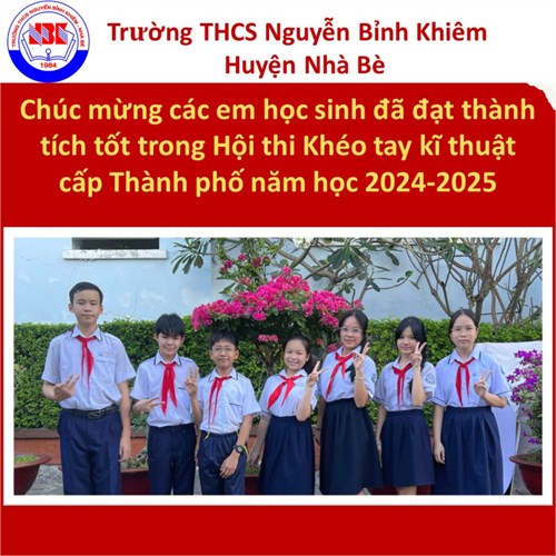 Kết quả học sinh đạt giải trong hội thi khéo tay kỹ thuật cấp thành phố