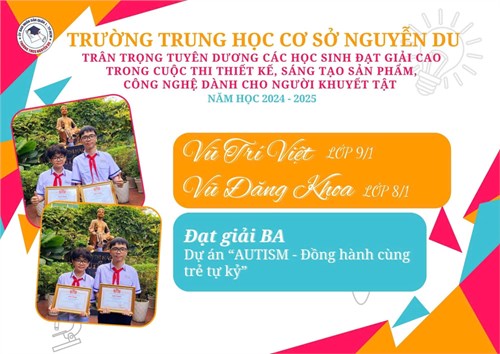 Chúc mừng em Vũ Trí Việt - Lớp 9/1 và em Vũ Đăng Khoa - Lớp 8/1