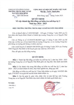 Quyết định thành lập Hội đồng coi kiểm tra cuối học kỳ II năm học 2024 - 2025