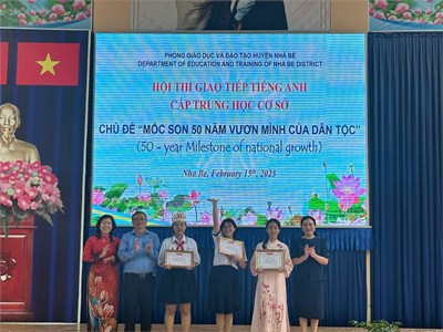 Học sinh trường THCS Nguyễn Thị Hương xuất sắc đạt giải Nhất cá nhân và giải Nhì tập thể trong hội thi Giao tiếp Tiếng Anh cấp Huyện năm học 2024- 2025.