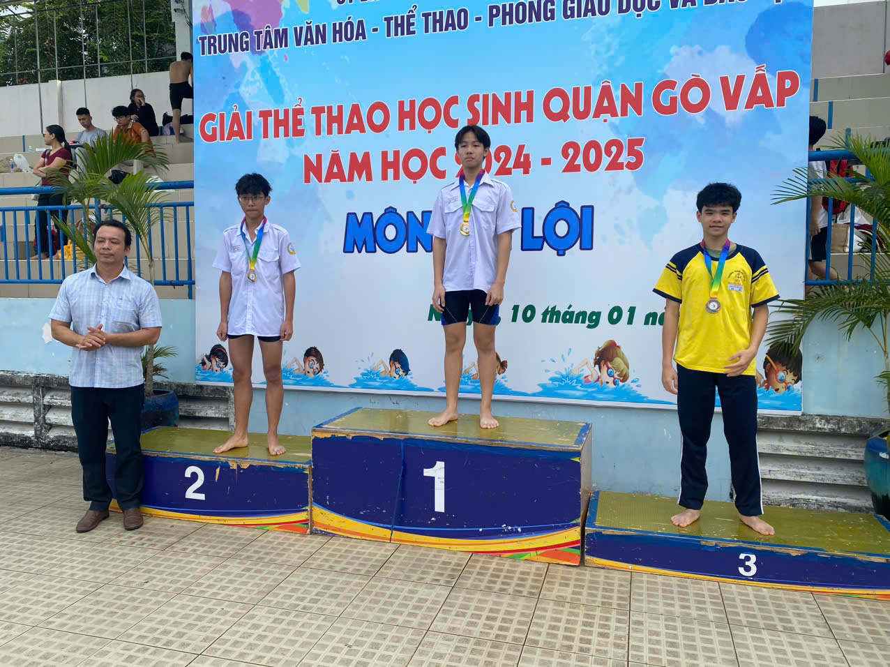 Chúc mừng em Phạm Minh Khôi - lớp 8/7 đạt Huy chương Đồng Môn Bơi lội, nội dung 50m bơi ếch cấp Quận  Giải thể thao học sinh quận Gò Vấp năm học 2024 - 2025 