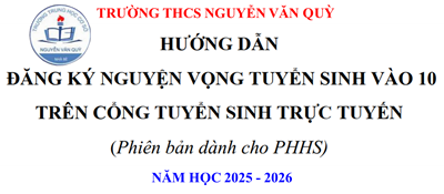 Hướng dẫn PHHS đăng ký Tuyển sinh 10 năm học 2025-2026