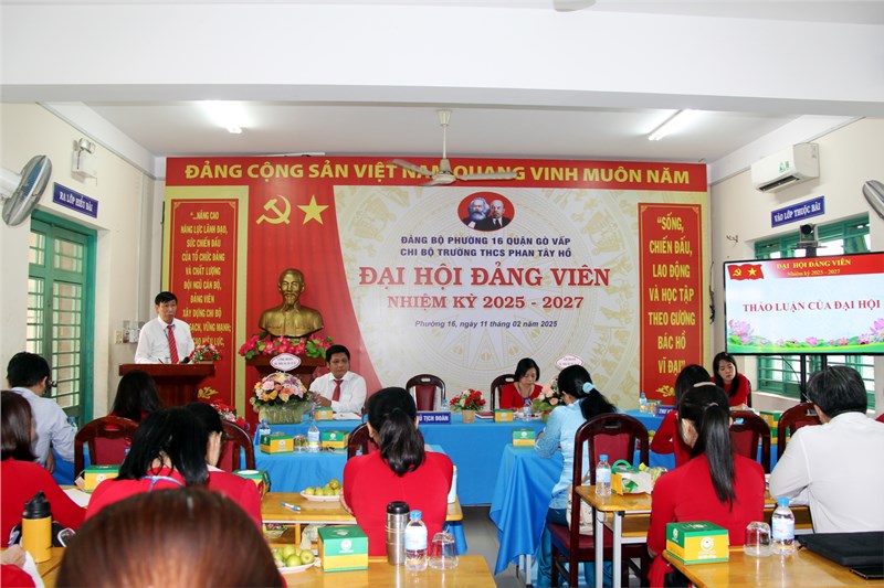 Chi bộ Trường THCS Phan Tây Hồ tổ chức Đại hội Đảng viên, nhiệm kỳ 2025 - 2027.