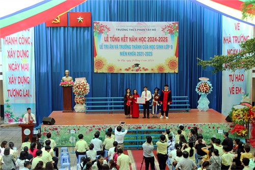 Bản tin thời sự Đài truyền hình Thành phố Hồ Chí Minh ngày 29/5/2025 đưa tin Lễ tổng kết năm học 2024 - 2025, Lễ tri ân và trưởng thành cho học sinh khối lớp 9 niên khóa 2021 - 2025 của trường Trung học cơ sở Phan Tây Hồ.