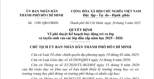 QUYẾT ĐỊNH Về phê duyệt Kế hoạch huy động trẻ ra lớp và tuyển sinh vào các lớp đầu cấp năm học 2025 - 2026