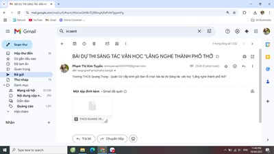 Liên đội THCS Quang Trung tham gia hội thi  Sáng tác văn học  lần thứ 8 năm học 2024 - 2025 với chủ đề  Lắng nghe Thành phố thở 