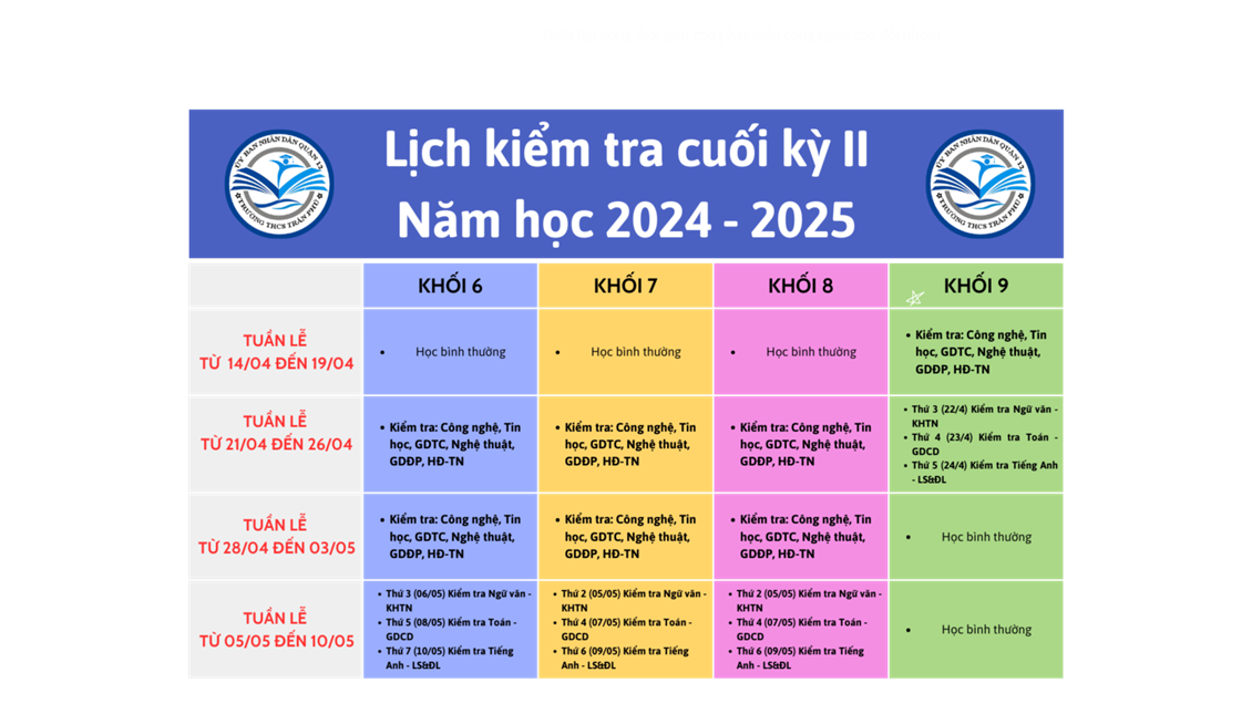 THÔNG BÁO
V/v: Kiểm tra học kỳ II – Năm học 2024 – 2025