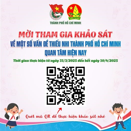 Khảo sát online về các vấn đề thiếu nhi thành phố quan tâm hiện nay