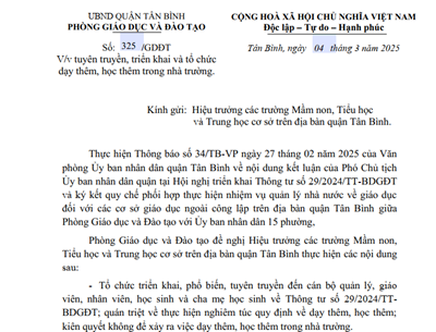 Về tuyên truyền, triển khai và tổ chức dạy thêm, học thêm trong nhà trường